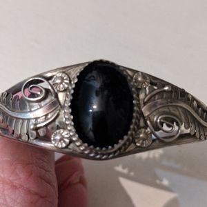 Sterling silver onyx cuff bracelet